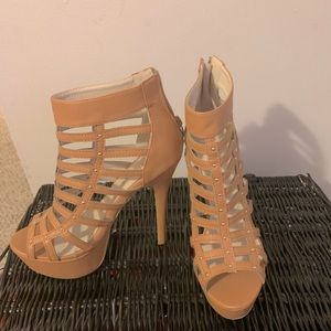 Tan Open Toe Heels